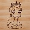 A female character dressed as a princess in a medieval-inspired outfit.