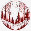Digital Forest Landscape Design A stylized illustration of a forest with trees and foliage, suitable for digital design and vector graphics.
