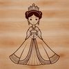 Female royalty character in a medieval setting, created as a vector design.