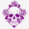 Rose-Crowned Goth Skull A stylized illustration of a skull surrounded by a rose motif, suitable for vector designs.