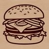 Free Vector Burger Art Design A stylized illustration of a classic hamburger with sesame seed bun and various toppings.