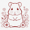 Cute Hamster Clipart Vector A small, furry hamster standing in front of a floral background.