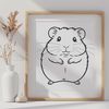 Vector Graphic Hamster Silhouette A small furry hamster in a cage, suitable for vector art and design projects.