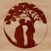 Romantic Tree Hug Clip Art A vector graphic representation of a couple embracing under a lush tree, perfect for Valentine's Day or wedding celebrations.