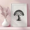 Whimsical Tree of Commitment Illustration A stylized illustration of a tree with intertwined branches and roots, symbolizing love and commitment.