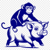 Monkey Pig Hybrid Creature SVG Illustration A digital illustration of a monkey-pig hybrid creature in vector format.