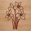 Daffodil Garden Blooms A stylized illustration of a daffodil flower in a garden setting.
