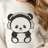 Wild Panda Headphones SVG Design A simple illustration of a wild panda wearing headphones in a playful composition.