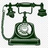 A simple illustration of a telephone with clean lines and minimal details.