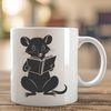 Cute Curious Animal SVG Illustration A wild possum sitting on the ground with a book in its paws, symbolizing a curious animal reading.