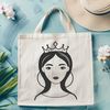 A young female character in a royal dress and crown, suitable for vector art designs.
