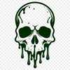 Free SVG Gothic Skull Design A gothic-style illustration of a dripping skull, suitable for Halloween decorations.