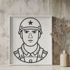 Soldier Illustration in Uniform A detailed illustration of a military soldier in uniform.