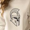 Helmeted Hero Icon A digital illustration of a helmeted warrior from ancient Sparta, suitable for various design applications.