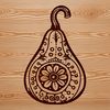 Ornate Vegetable Clip Art Design A high-resolution illustration of a squash with ornate details, suitable for vector design and commercial use.
