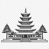 Ornate Buddhist Structure Illustration A traditional Buddhist temple structure with intricate details and ornate decorations.
