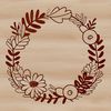 Free Vector Wreath Art for Cutting Machines A floral wreath design made from vector shapes, ideal for cutting machines like Cricut or laser cutters.