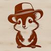 Possum in Fancy Headgear Illustration A possum wearing a hat in a realistic illustration style.