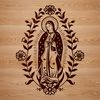 Elegant Floral Portrait of the Madonna A stylized representation of the Virgin Mary in ornate floral surroundings.