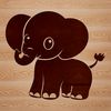 Colorful African Animal SVG Art An illustration of a single elephant standing on its legs with a large body and long trunk.