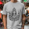 Floral Patterned Sacred Heart Design A stylized illustration of the Immaculate Heart in floral patterns.