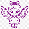 Celestial Wings Illustration A stylized illustration of a celestial being with wings and a halo, suitable for vector graphics.