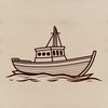 Illustrative Boat Design A detailed illustration of a boat with various design elements and lines, suitable for vector art and clip art use.
