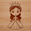A princess illustration in a digital format suitable for cutting machines like Cricut or laser cutters.