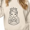 A stylized illustration of a young female princess.