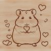 Adorable Whimsical Hamster Icon A cute cartoon hamster with love hearts surrounding its face.