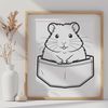 A small, furry hamster in a pet cage, suitable for vector design and cutting machine projects.