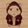 A small furry animal wearing a cartoon-style hoody and hat, suitable for use as clip art in various design software.