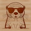 A stylized illustration of a playful wild otter wearing trendy sunglasses in a natural environment.