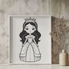 Illustrated princess character in vector format.