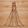 Beautiful Young Princess SVG Art A young female princess in a medieval-style dress and crown, suitable for vector graphics and cutting machine designs.