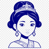 A young female character in a royal gown, designed as a vector image.