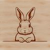 Hidden Bunny Portrait Vector Art A simple illustration of a rabbit's head peeking out from behind a decorative element.