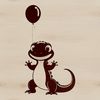 An amphibian animal with a rounded body and limbs, depicted in a simple illustration style.
