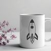 Rocket Ship Clip Art Design Vector illustration of a futuristic rocket ship in space, suitable for cutting machine designs and commercial use.
