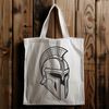 Distinctive Helmeted Hero Icon A Spartan warrior in ancient Greek armor, wearing a distinctive helmet and carrying a shield.