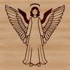 A single-winged heavenly being with a serene expression, designed as a vector graphic.
