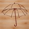 A graphic representation of a compact umbrella with a sturdy handle and waterproof canopy.