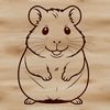 Cute Hamster Illustration in a Wheel Habitat An illustration of a hamster in a circular habitat with a wheel.