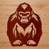 A cute gorilla sitting on the ground, depicted in a simple line art style.