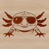 Quirky Salamander Peeking Behind Shades A Mexican salamander with feathery gills peeking out from behind trendy sunglasses.