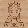 A digital illustration of a female character in a royal gown, suitable for vector design and cutting machine projects.