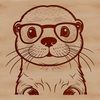 A cartoon otter wearing a pair of glasses in a playful and casual pose.