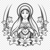 Intricate Immaculate Heart Vector Image A stylized illustration of the Immaculate Heart, featuring intricate floral patterns.