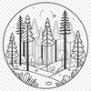 Free Vector Forest Scene with Trees and Foliage A detailed vector illustration of a forest landscape with various trees and foliage.