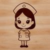 A female figure in a nurse's uniform, suitable for vector design and cutting machine projects.